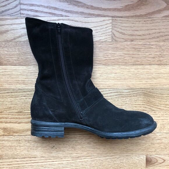 Paul Green Motorcycle Ankle Boots Black Suede 8.5 - Picture 3 of 9